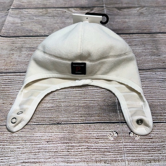 NWT Polarn O. Pyret White Winter Hat Size 4 To 6 Months - Picture 1 of 12